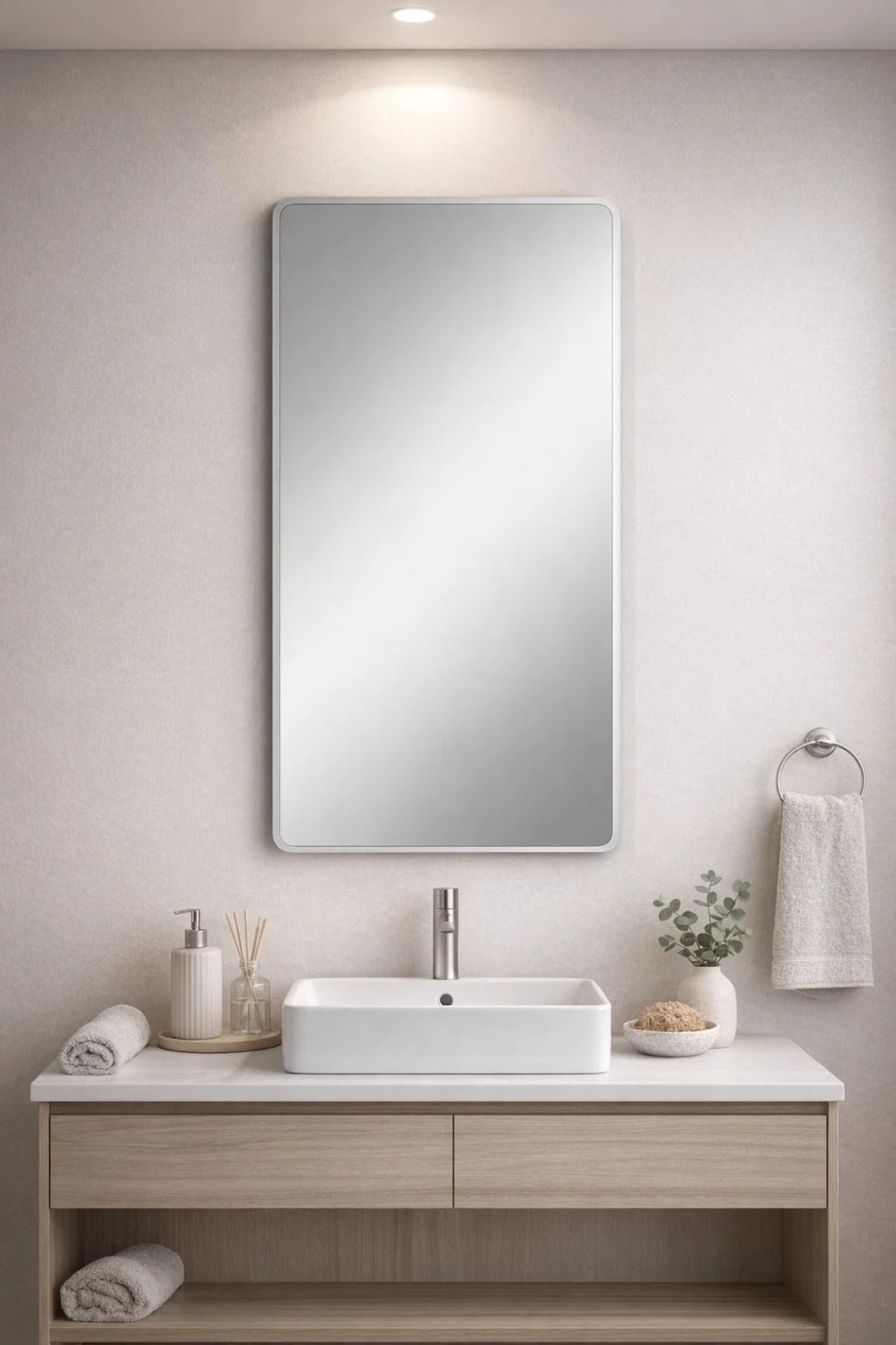 Silver Rectangular Wall Mirror for Bedroom, Bathroom, Dressing & Home D≈Ωcor