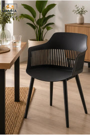 Light Grey Upholstered Lounge Chair with Armrests √ê Modern Accent Chair with Black Metal Sled Base for Living Room, Bedroom & Office