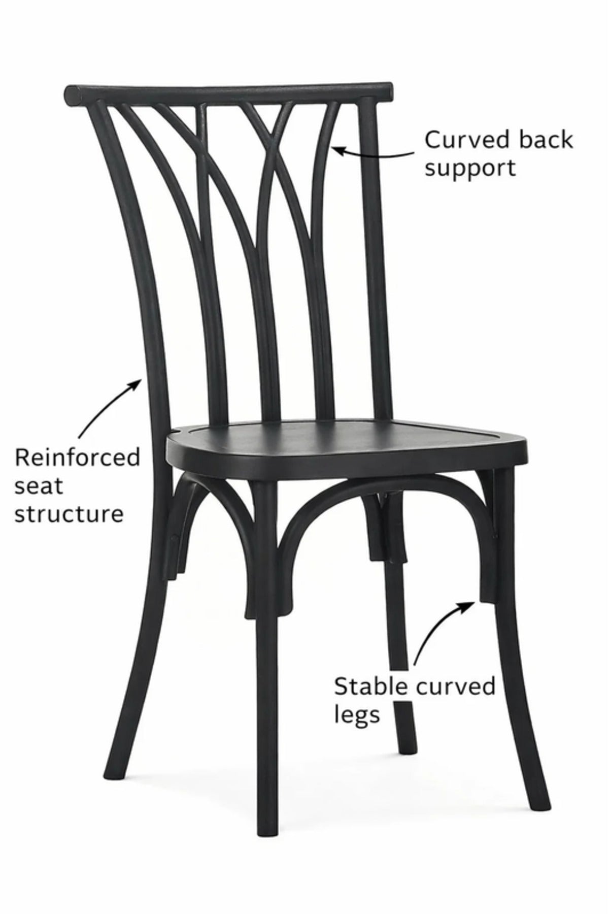 Black Wooden Dining Chair 42x45x88cm Caf≈Ω Restaurant black wooden dining Kitchen