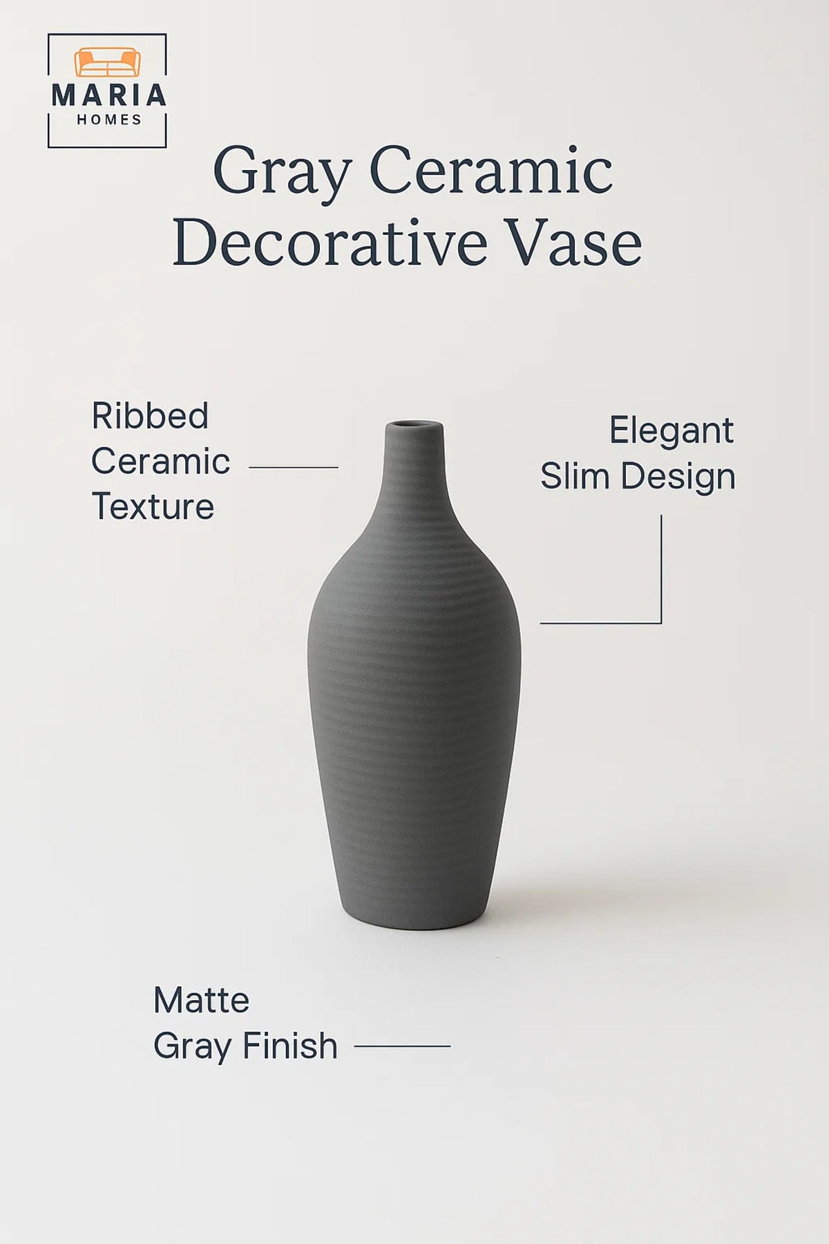 Modern Grey Decorative Vase √ê Ceramic Table Vase for Home and Office Decor