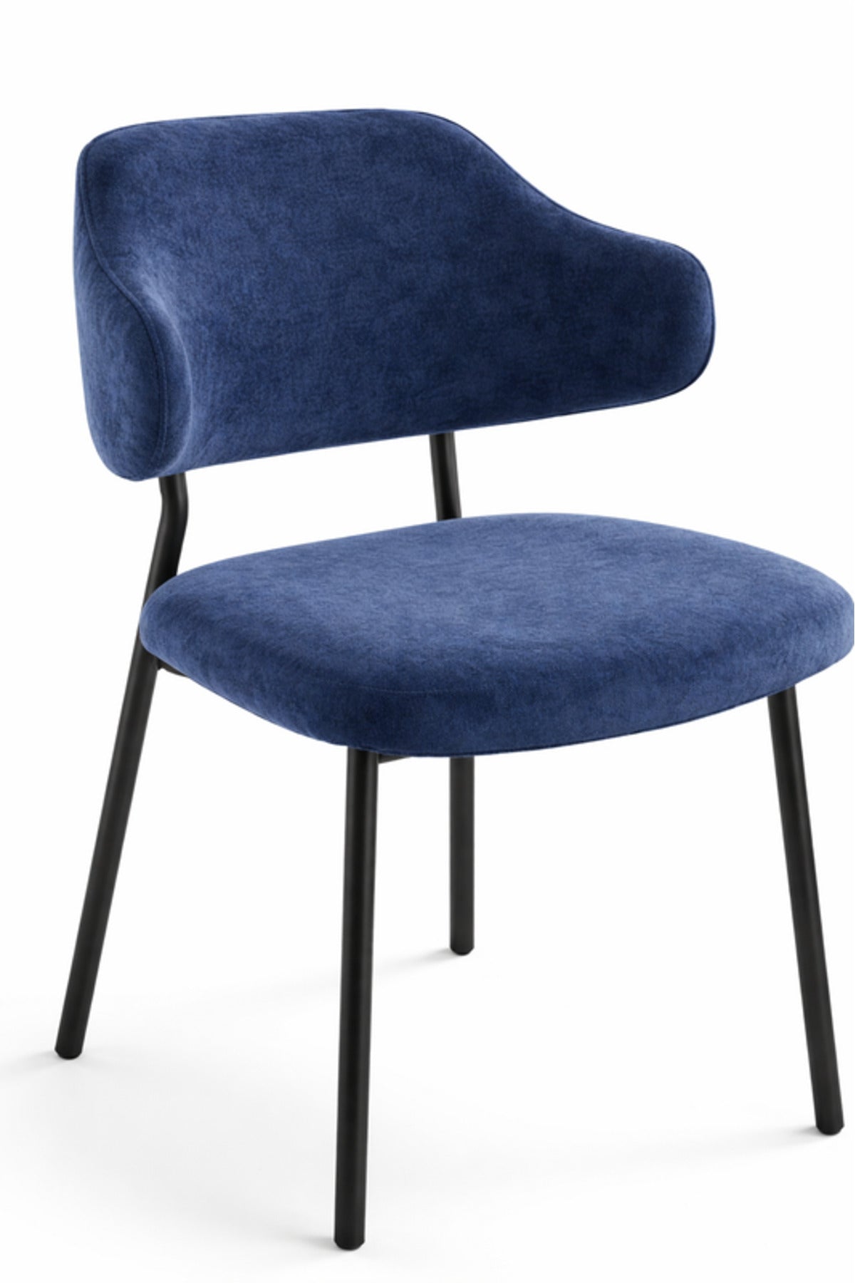 Blue Upholstered Dining Chair with Metal Legs 82cm Height Modern blue upholstered