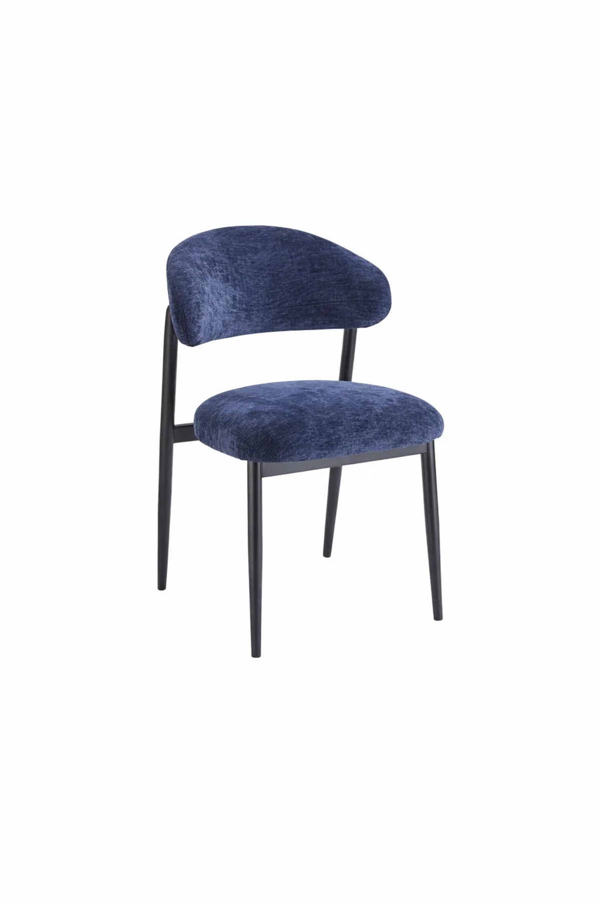 Blue Upholstered Chair with Black Metal Legs, 84x49x48 CM blue upholstered chair