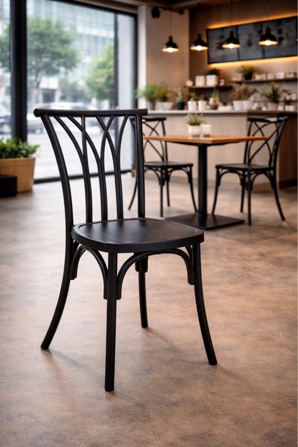 Black Wooden Dining Chair 42x45x88cm Caf≈Ω Restaurant black wooden dining Kitchen