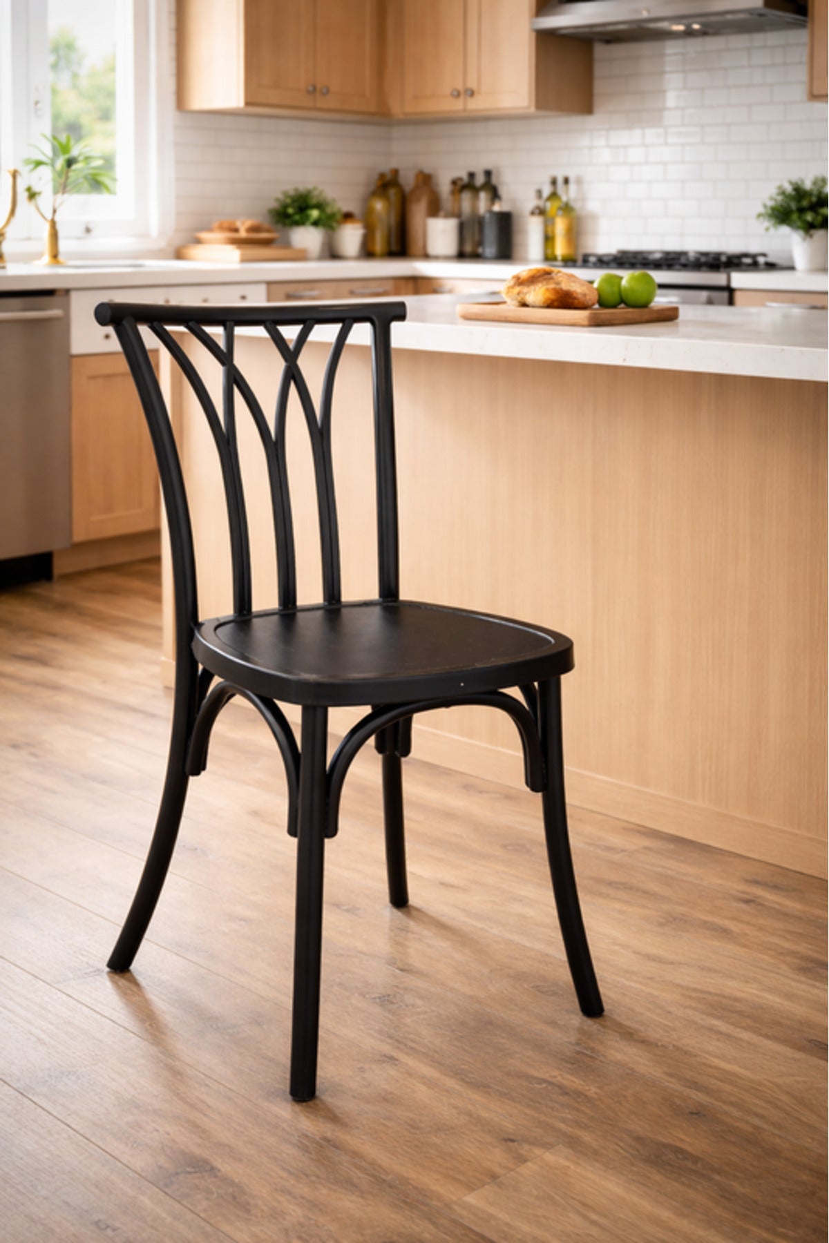 Black Wooden Dining Chair 42x45x88cm Caf≈Ω Restaurant black wooden dining Kitchen